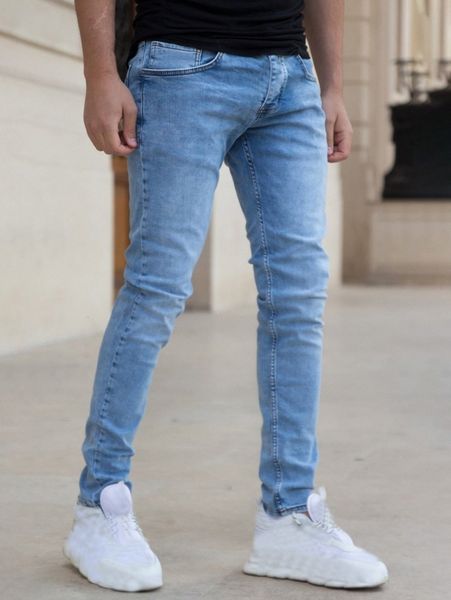 

men solid washed skinny jeans b2z4#, Blue