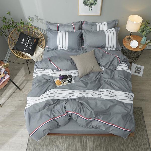 

bedding sets 3/4pcs stipe bed linen duvet coverbed sheet pillowcase/bed set polyester geometric soft comforter