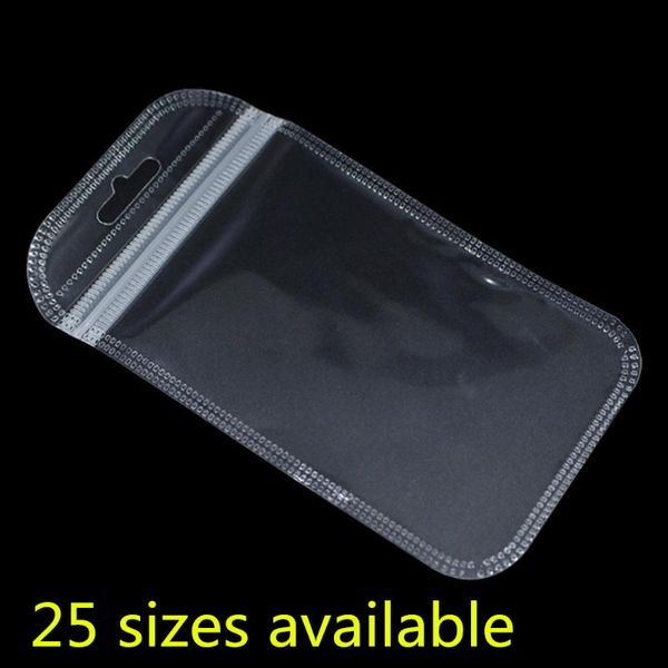 

gift wrap 50pcs/ lot clear plastic bags electronic accessories storage pouch resealable zipper poly jewelry package bag hang hole