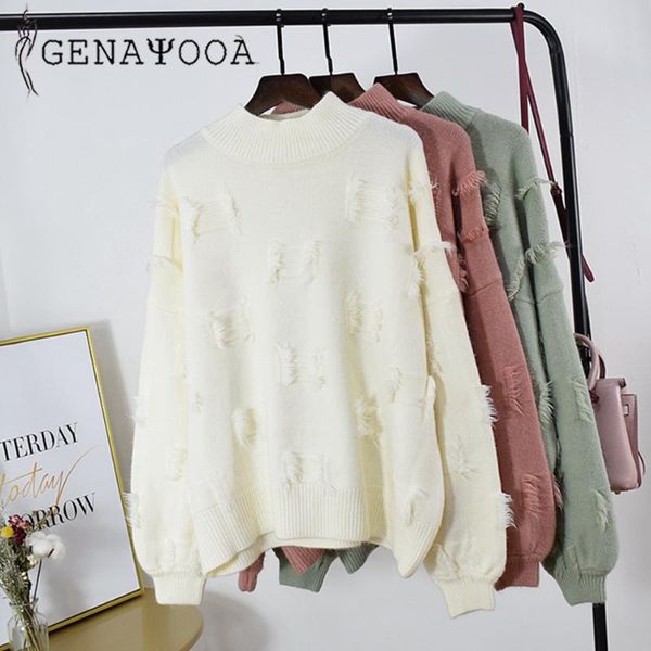 

women's sweaters genayooa cashmere sweater women pink korean style jumper loose pullover ladies woman winter 2021, White;black