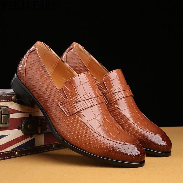 

dress shoes designer crocodile men loafers mens formal wedding office 2021 zapatos para hombre, Black