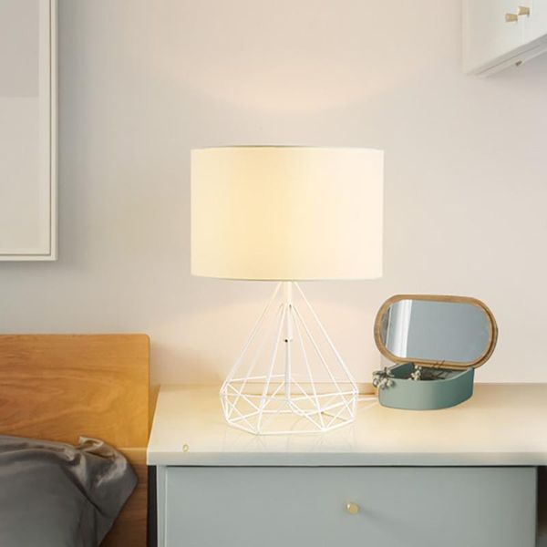 

table lamps nordic creative lamp decoration warm bedroom living room study bedside wrought iron retro diamond fabric