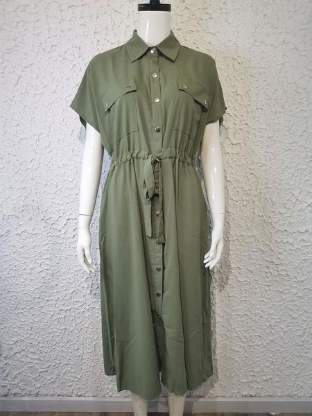 

casual dresses office lady fashion blouses for women 2021 slim waist drawstring vestido feminino elegant woman dress summer, Black;gray