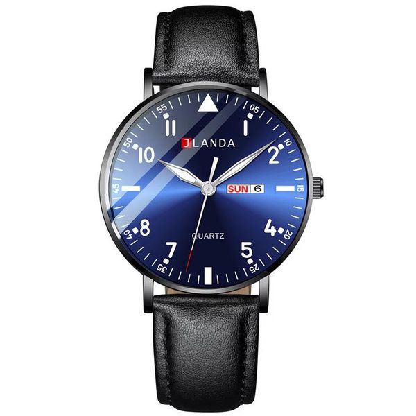 

wristwatches jlanda luxury watches men's fashion ultra thin black leather quartz wrist watch men business casual clock relogio masculin, Slivery;brown
