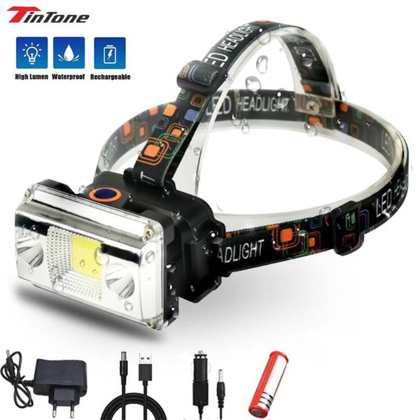 

cob led headlight usb dc charging headlamp portable camping waterproof head light 4 modes torch