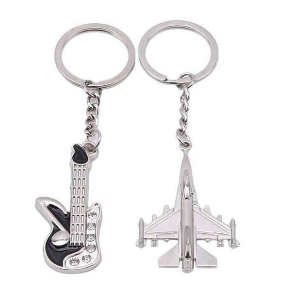 

keychains airplane guitars car keychain metal alloy pendant trinkets creative ornament accessories, Silver