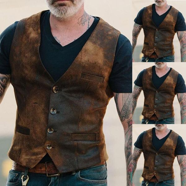

men's vests explosion models european and american men casual sleeveless jacket 2021 fashion retro single-breasted vest #cl3, Black;white