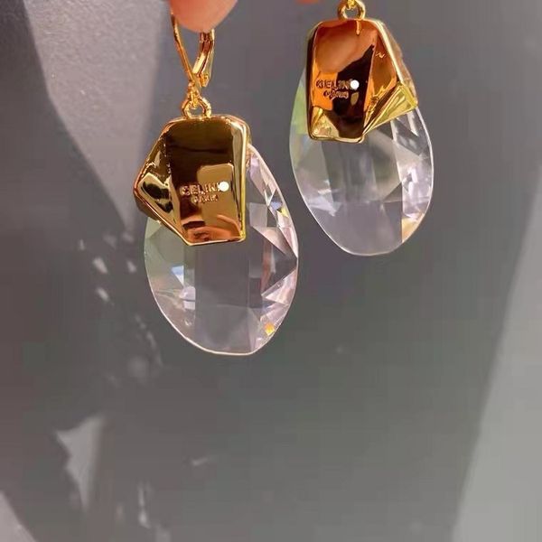 

70% off high-quality jewelry zhai letter crystal 2021 fashion brass earrings 925 silver needle earrings for women, Golden