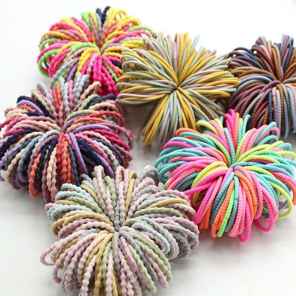 

100pcs/lot multicolor girls hair rings hair accessories ponytail rubber rope high elastic rope head for girls set, Slivery;white