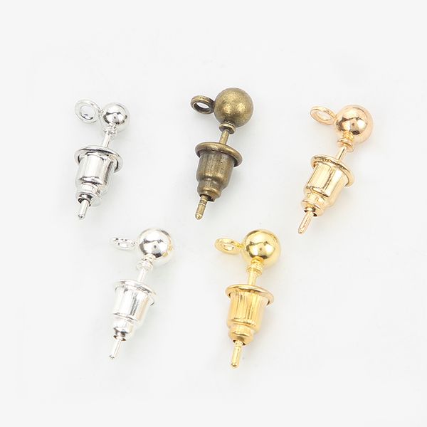 

50pcs 3/4/5mm golden silver ball beads stud earrings ear pin post ser earplugs for jewelry making diy findings accessories, Blue;slivery