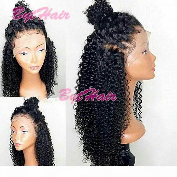 

bythair lace front human hair wigs for black women curly lace front wig virgin hair full lace wig with baby hair bleached knots, Black;brown