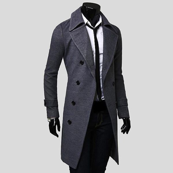 

men's jackets winter coat slim stylish trench double breasted full-sleeved windbreaker long jacket male clothing 2021, Black;brown
