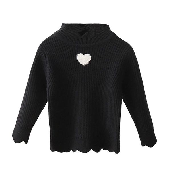 

pullover baby girls sweater kids winter solid color knitted children basic high collar 2-7y, Blue