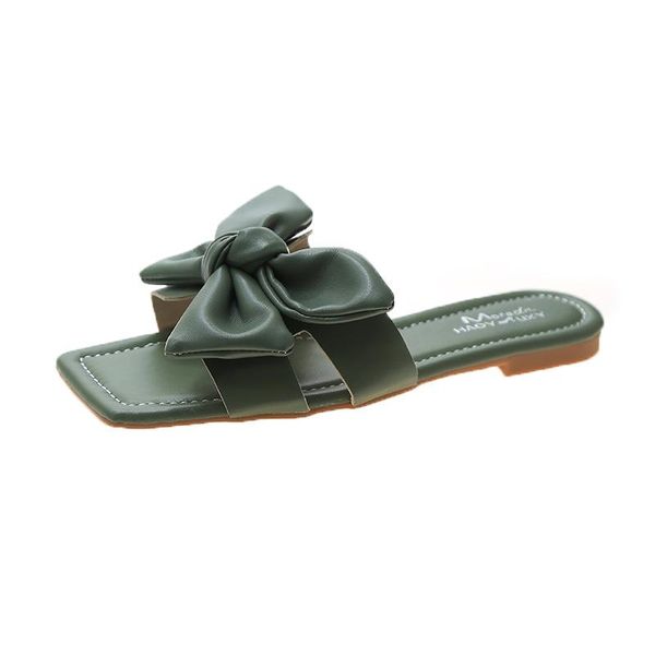 

slippers 2021 ladies summer fashion bow sandals flip flops flat shoes, Black