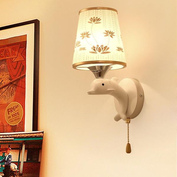 

wall lamp creative dolphin-shaped bedroom living room stairway aisle led glass bedside with pull switch lb122514