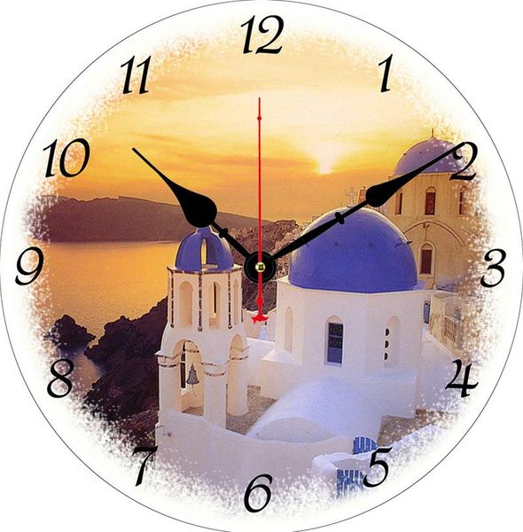 

wall clocks 10" wooden round clock silent vintage design greece print chic large decorative roman numerals home indoor office decor