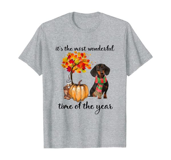

it's the most wonderful time of the year dachshund autumn t-shirt, White;black