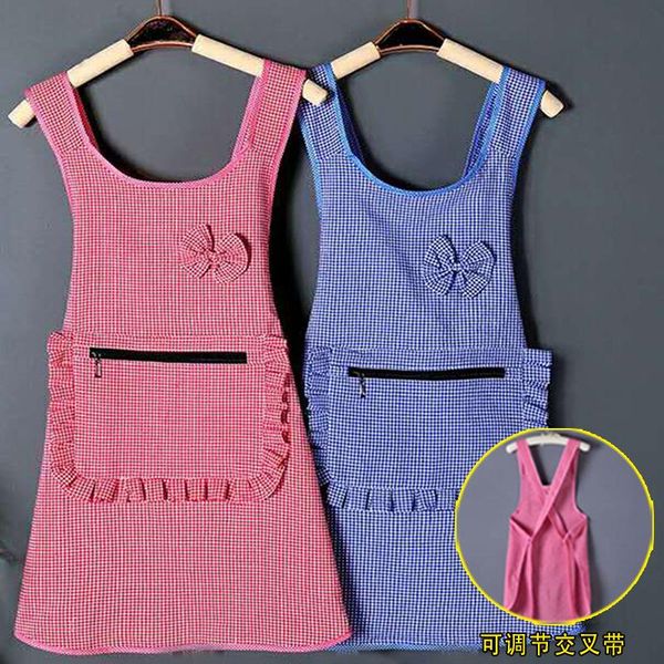 

new pure cotton cross bandage apron breathable household kitchen women's fashion lovely anti fouling and anti oil apron
