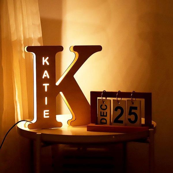 

novelty items wooden lamp name personalized night light 26 letter sign led wall decoration for couples baby bedroom deskornaments