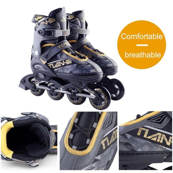 

roller skates professional skating inline skates shoes adjustable breathable for adults kids 4 wheels