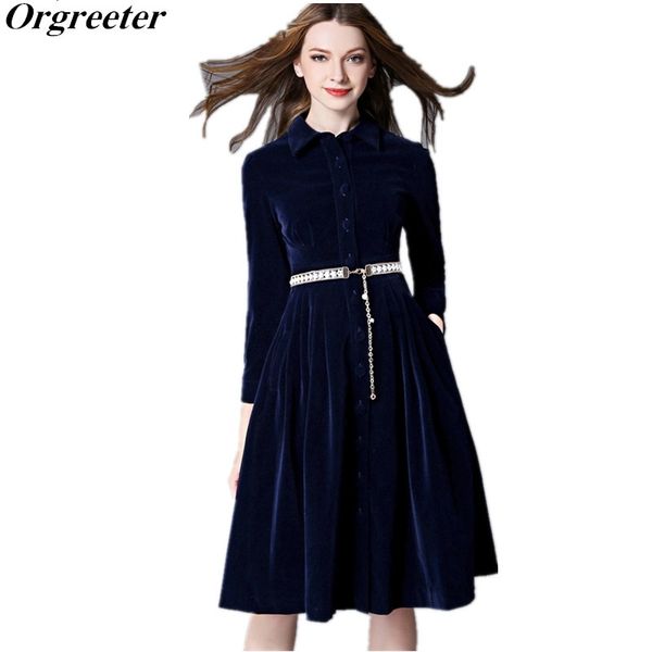 

orgreeter autumn winter velvet long dress women fashion belt party dresses vintage vestidos 210525, Black;gray