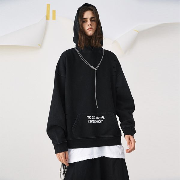 

wxwovdy hoddie micro dtruction fce hoodie ins high street dark brand hoodie, Black