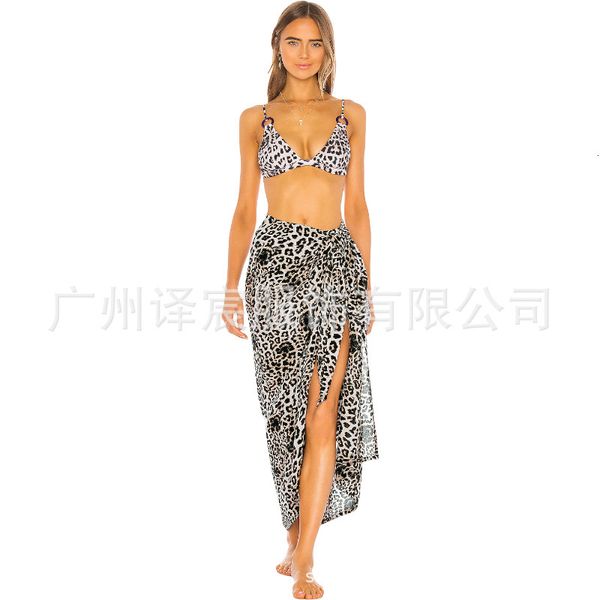 

2021 print beach new skirt swimsuit smock chiffon shirt sunscreen 9391, White;black