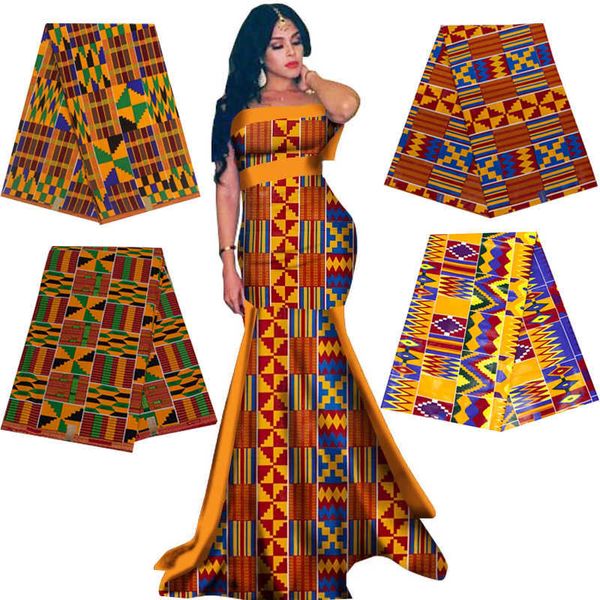 Real Wax Ankara Impressões Tecido Kente Costura Vestido Africano Tissu Patchwork Fazendo Artesanato Tanga 100% Algodão Material de Qualidade Superior 210702