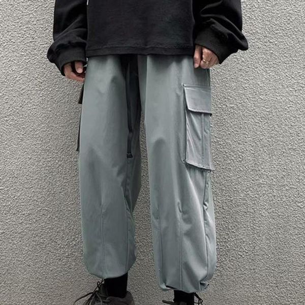 

streetwear cool pants men's multi pockets cargo harem pants hip hop casual male track joggers trousers fashion men, Black