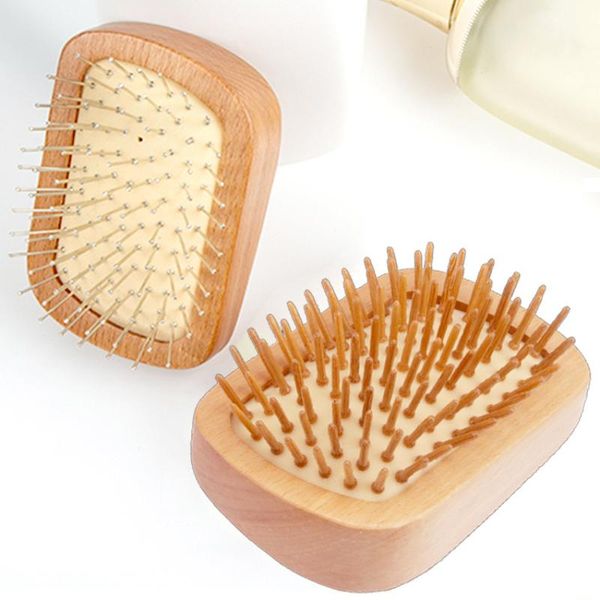 

hair brushes air massage comb natural with wooden handle anti-static scalp combs for care travel home, Silver