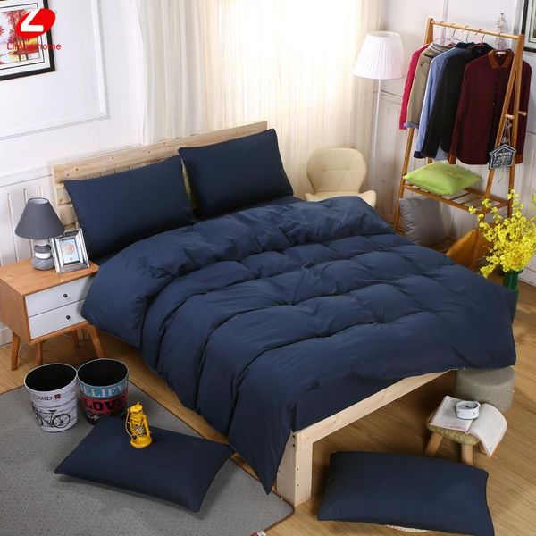 

home textile solid bedding sets 3 or 4pcs duvet cover + flat sheet +pillowcase dark blue bedclothes bedding brief home bed set