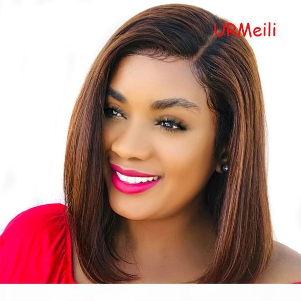 

lace front human hair bob wigs pre plucked brazilian remy hair 13*4 short bob wigs bleached knots short human pixie lace front hair, Black;brown