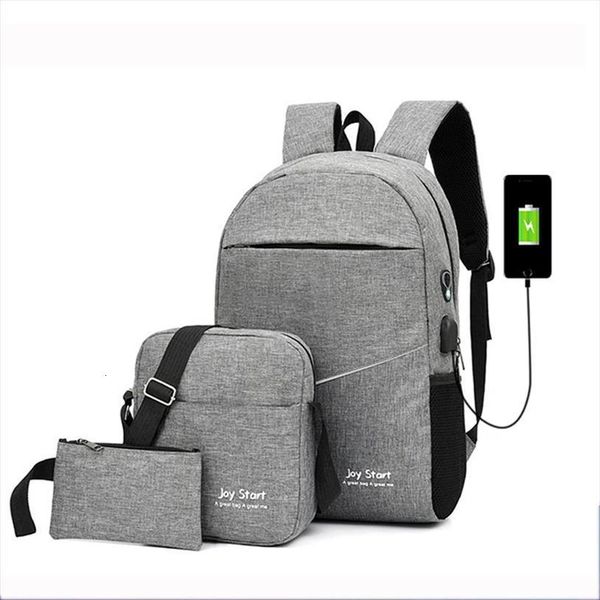 

mens backpack usb charging fashion bag multifunctional 3 sets backpacks luminous reflective school bags xiaomi