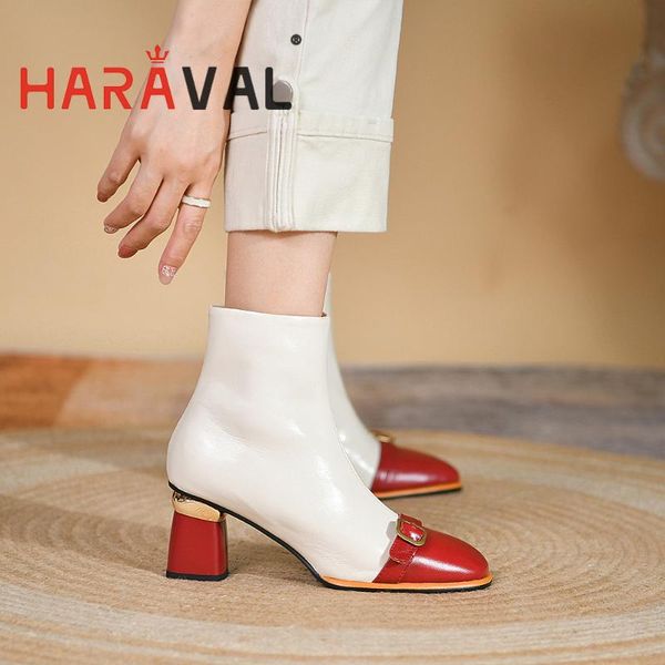 

boots haraval women ankle shoes high heels round toe fashion elegant white black spring autumn footwear e543l