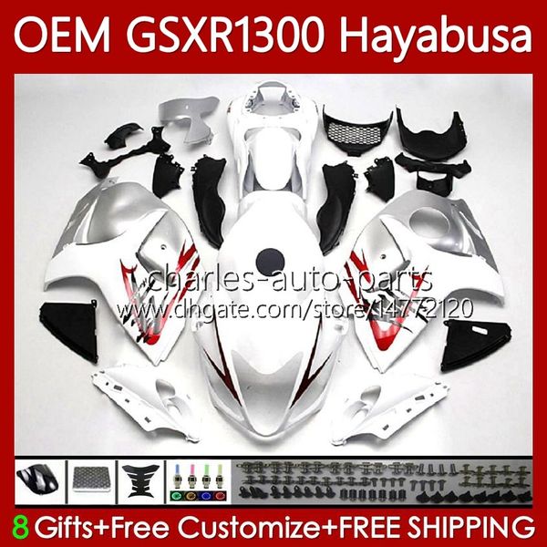 Suzuki için OEM Hayabusa GSXR-1300 GSXR 1300 CC 1300CC 77NO.44 GSXR1300 08 2008 2009 2010 2011 2012 2013 GSX R1300 2014 2015 2016 2017 2018 2019 Fairing Kiti Beyaz Parlak Blk