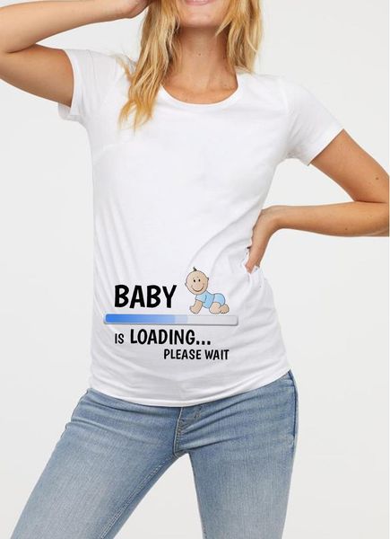 

women maternity clothing pregnant t shirt funny cute baby print o-neck short sleeve pregnant pregnancy tee shirts, White