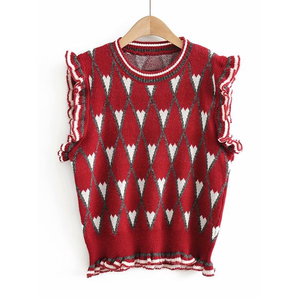 

2021 new vintage stylish women knitted sweater pullover wave cute loose office lady tank casual vest jacket sweaters womens ptjw, White;black