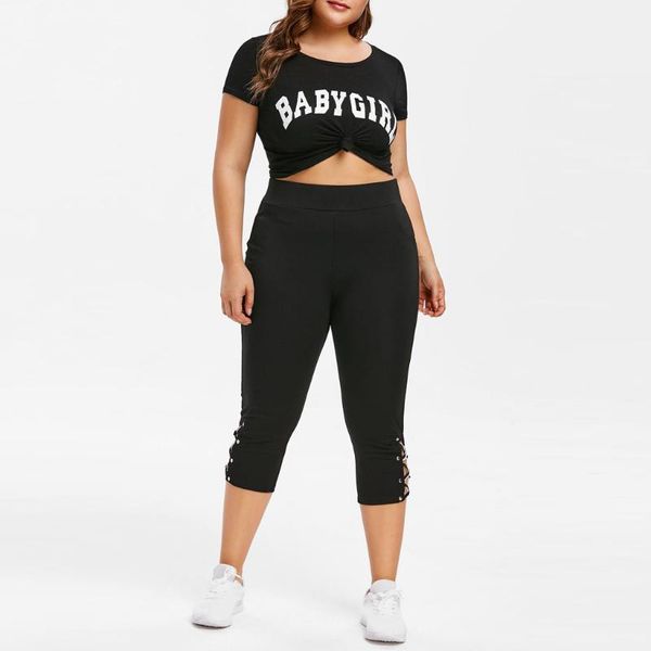 

salling plus size 5xl women casual cross straps leggings seven points sport cropped trousers pants wholesale women's, Black