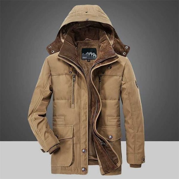 

windproof fleece jacket men warm thick windbreaker military coats winter hooded parkas outerwear overcoat clothing 211119, Black