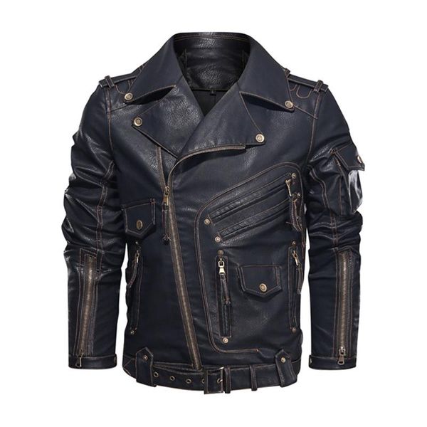 

men's jackets winter retro coat mens leather jacket men fashion motorcycle pu cool zipper pockets coats european, Black;brown