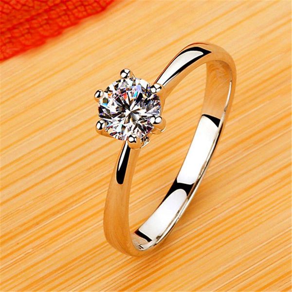 

wedding rings luxury female small zircon stone ring real 925 sterling silver engagement for women, Slivery;golden