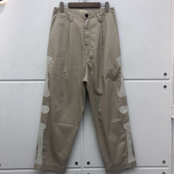 

men's pants men women khaki kapital cargo bone embroidery fashion casual denim trousers gekt, Black
