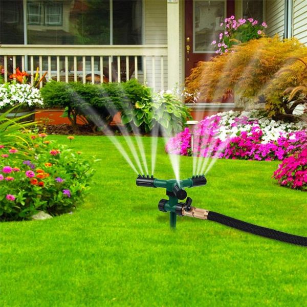 

garden decorations lawn sprinkler automatic 360Â° rotating water sprinklers irrigation three-pronged pin watering kits#4
