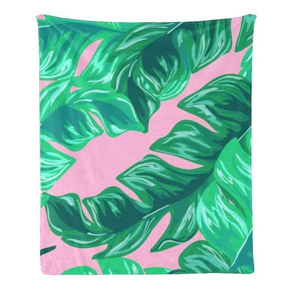 

cuxweot custom blanket fleece super soft throw blanket for couch sofa bed gift green palm leaf (50inchx60inch) 50" x 60"