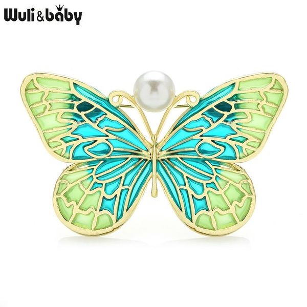 

pins, brooches wuli&baby enamel butterfly women pearl 4-color insect shirt dress brooch pins gifts, Gray
