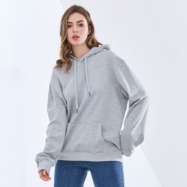 

Solid Sweatshirt For Women Hooded Collar Long Sleeve Loose Lace Up Casual Pullovers Female 2021 Autumn Clothing New, Black