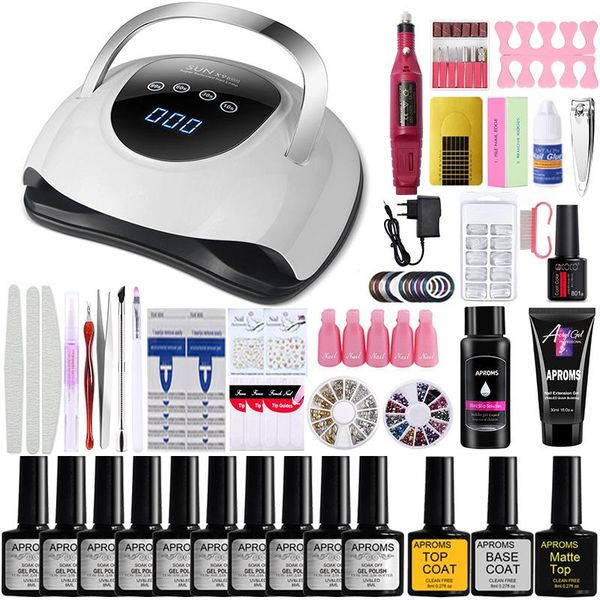 

nail art kits gel polish set uv led lamp kit manicure tools drill salon extension builder poly