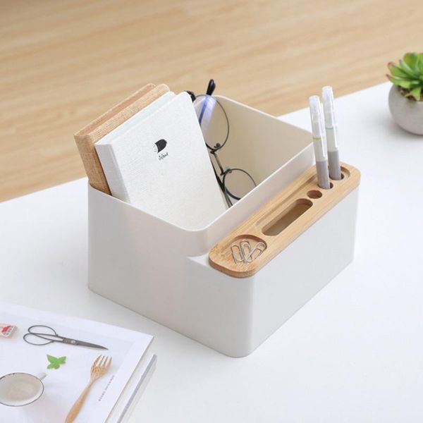 

bamboo detachable desk office supplies storage box office pencil holder jewelry nail polish makeup drawer container