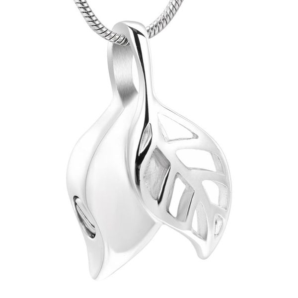 

pendant necklaces cremation jewelry for ashes stainless steel leaf memorial urn necklace hold human/pet keepsake, Silver