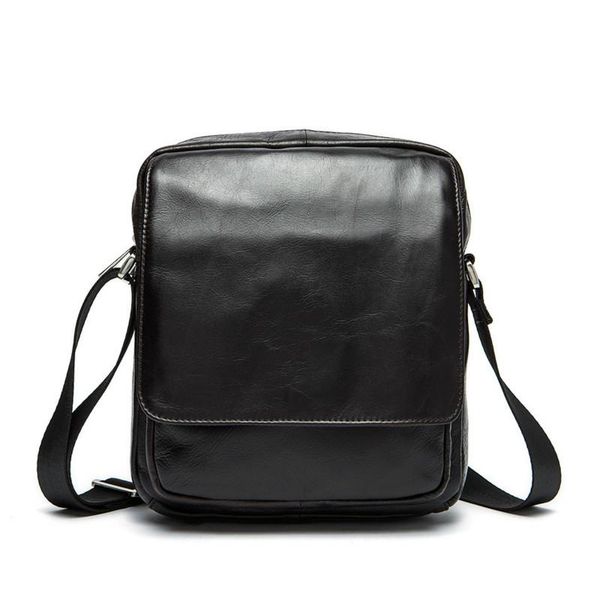 

new style solid genuine leather men briefcase balck small mens crossbody bags mens shoulder bags bolsa masculina